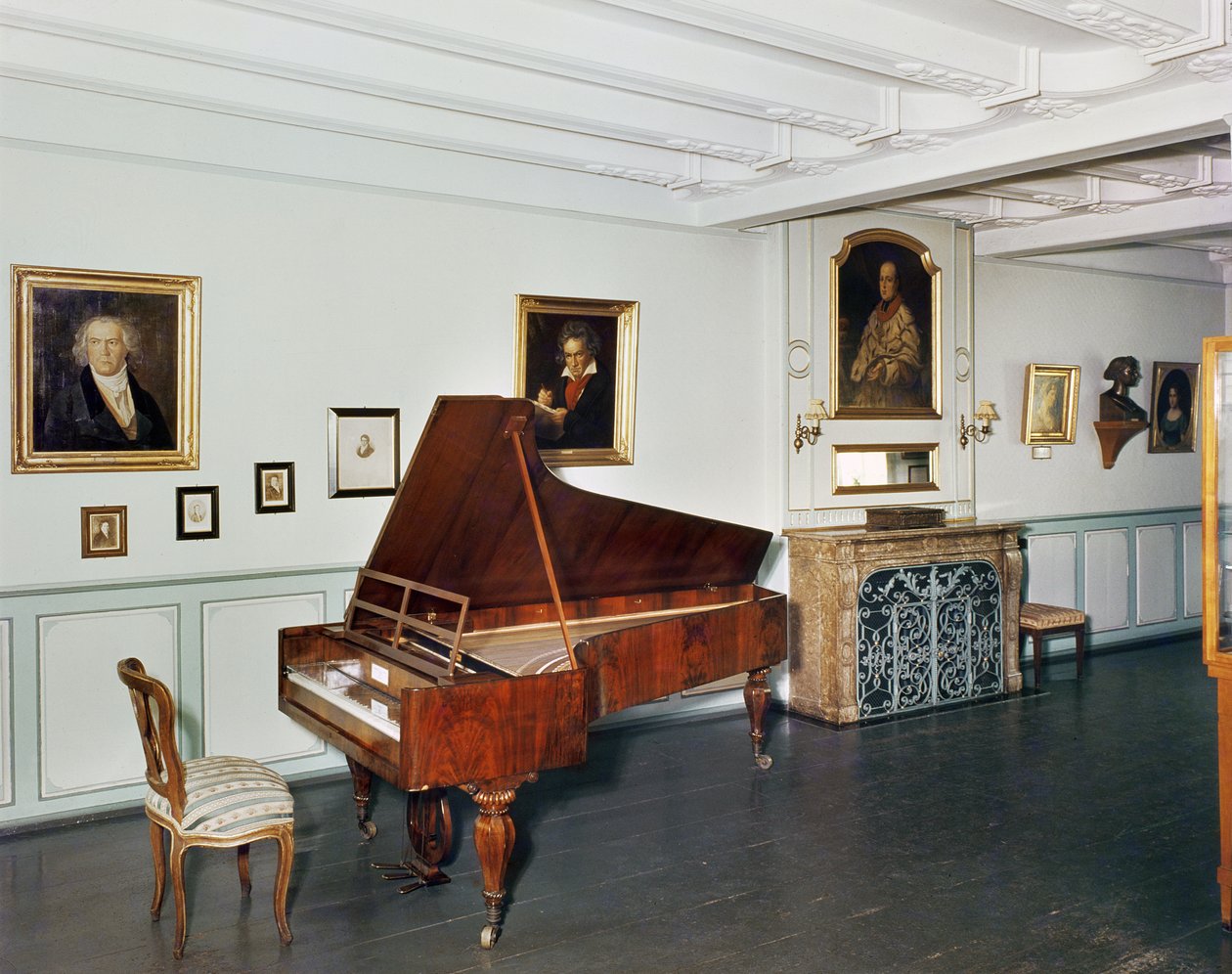 View of a room with a grand piano belonging to Ludwig van Beethoven by German School