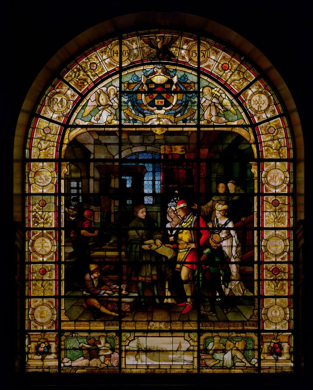 William Caxton Showing his First Printed Book to Edward IV and Elizabeth Woodville by German School