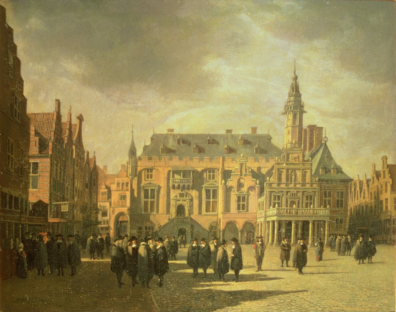 View of the Town Hall in the Market Square of Haarlem by Gerrit Adriaensz Berckheyde