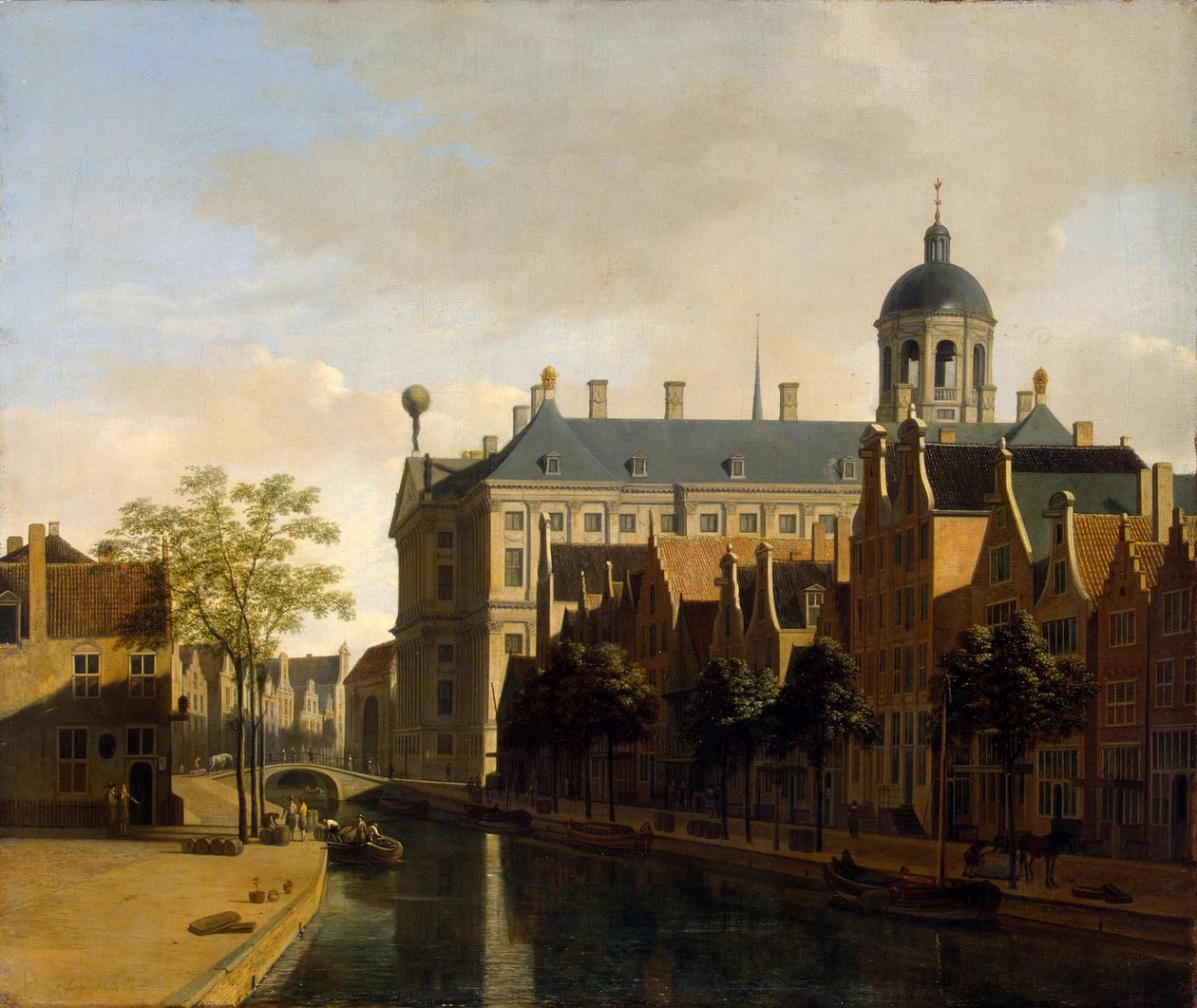 Nieuwezijds Voorburgwal with the Amsterdam City Hall by Gerrit Adriaenszoon Berckheyde