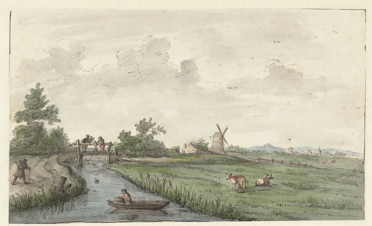 Landscape with a Ditch and a Country Road by Gerrit Grasdorp (possibly)