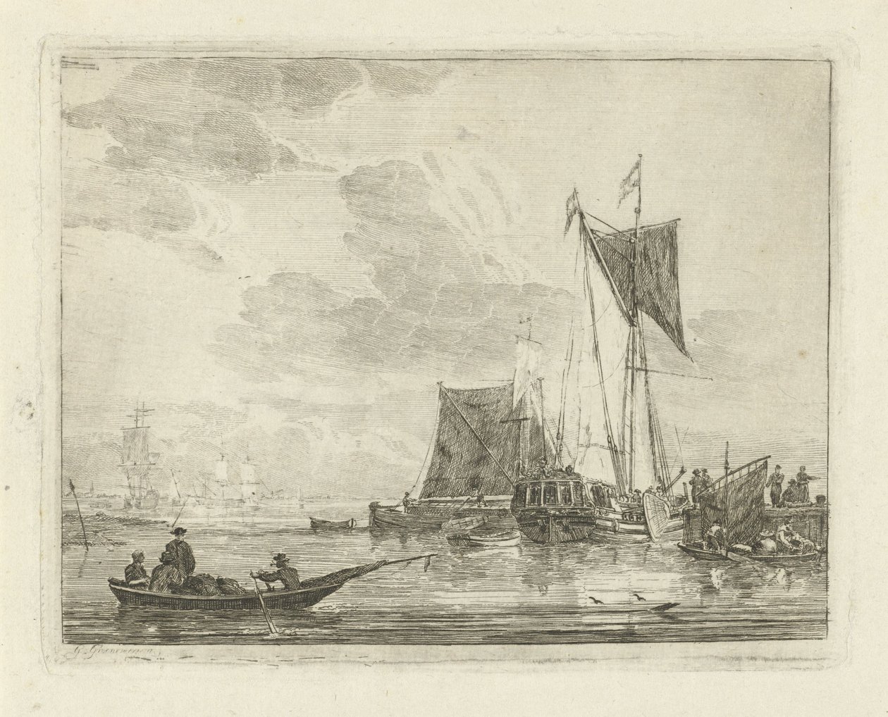 Ships at a Pier by Gerrit Groenewegen
