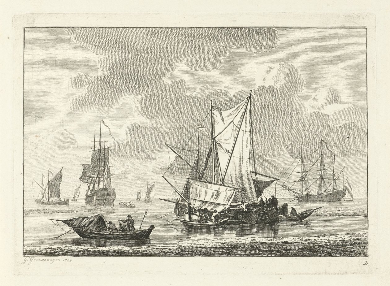 Seascape with Various Ships by Gerrit Groenewegen