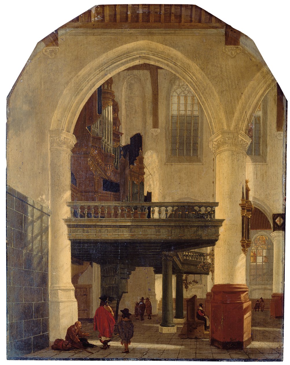 The West End of the Oude Kerk, Delft, from the Southern Aisle to the North with the Organ Loft by Gerrit Houckgeest