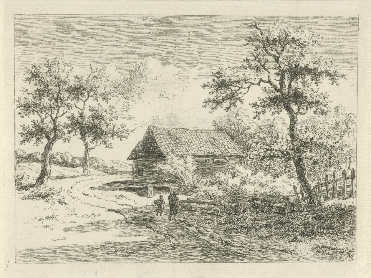 Landscape with Two Figures on the Road by Gerrit Jan Michaëlis