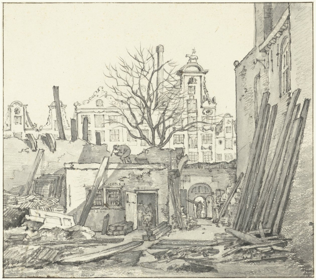 The Demolition of the West India House in Amsterdam by Gerrit Lamberts