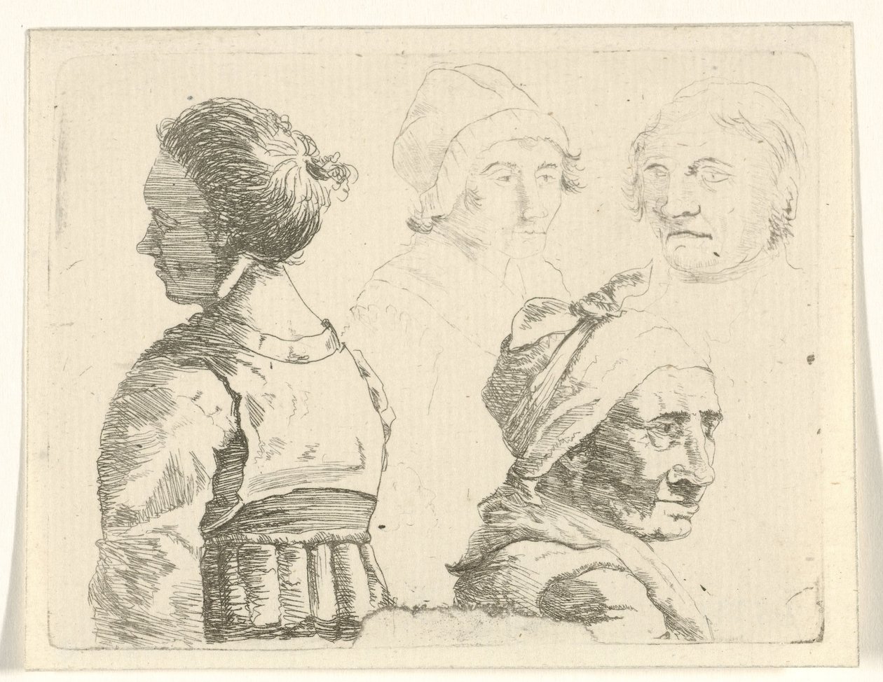 Study Sheet with a Bust of a Woman and Three Women