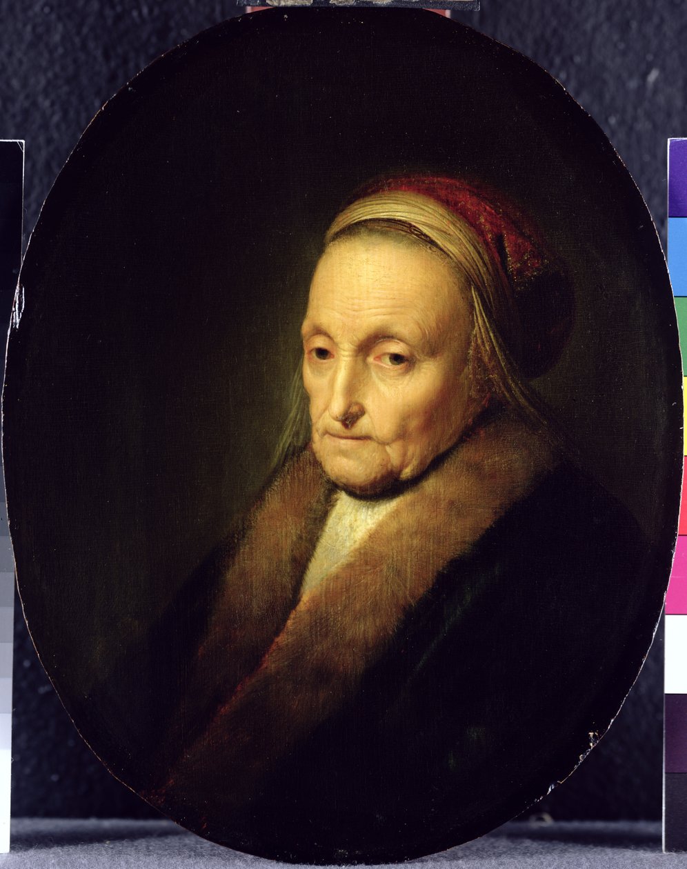 Head of an Old Woman with a Fur Collar by Gerrit Dou