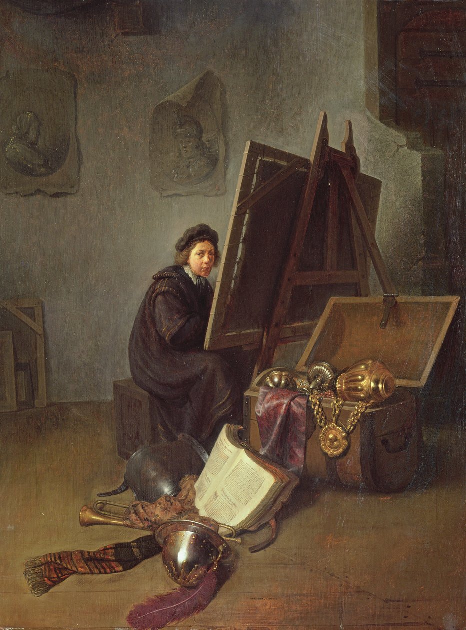 Portrait of the Artist at His Easel in His Studio by Gerrit Dou