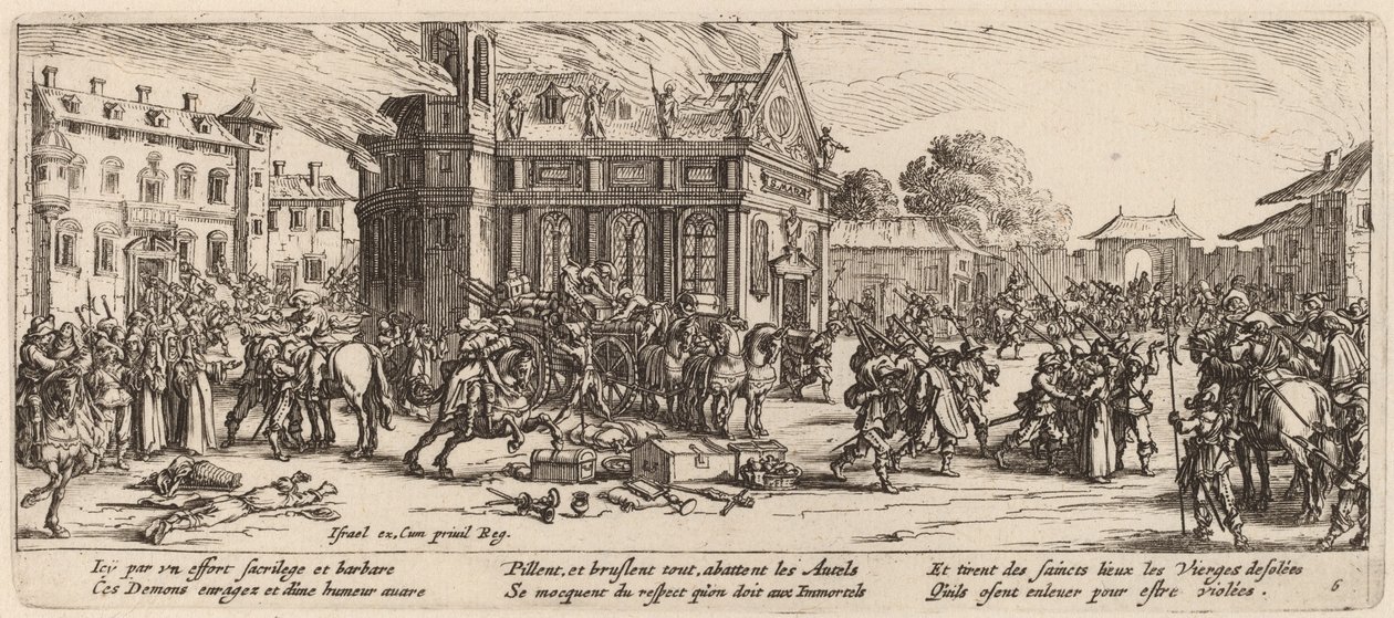 Destruction of a Convent by Gerrit van Schagen after Jacques Callot