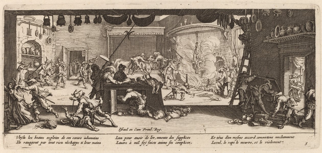 Plundering a Large Farmhouse by Gerrit van Schagen after Jacques Callot