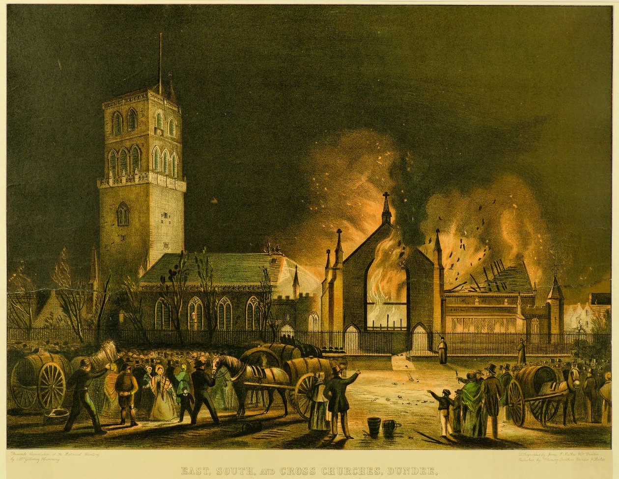 East, South and Cross Churches, Dundee (after George McGillivray), c.1841 by Gershom Gourlay Cumming
