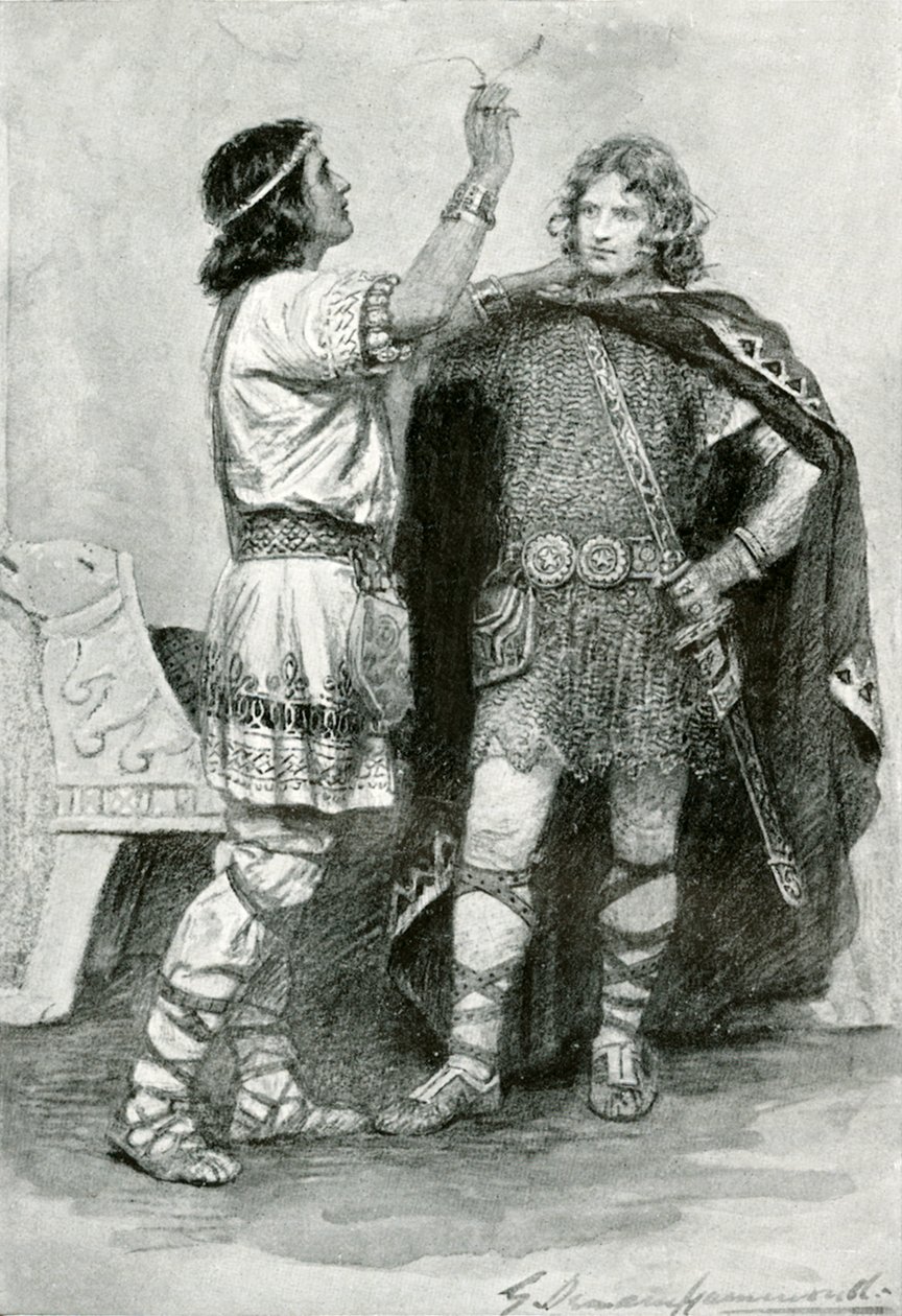 Hereward and Sigtrygt by Gertrude E. Demain (after) Hammond