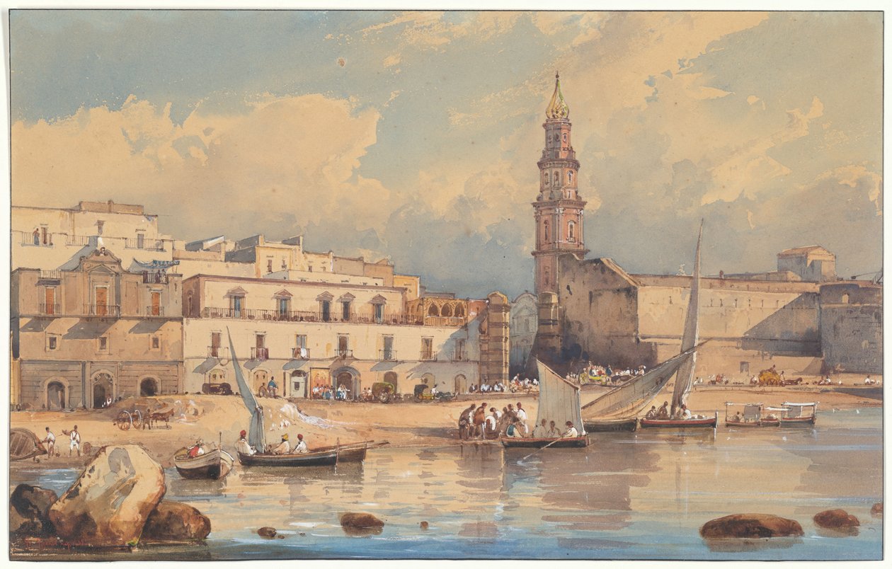 View of Marinella, Strada di Portici, near Naples by Giacinto Gigante