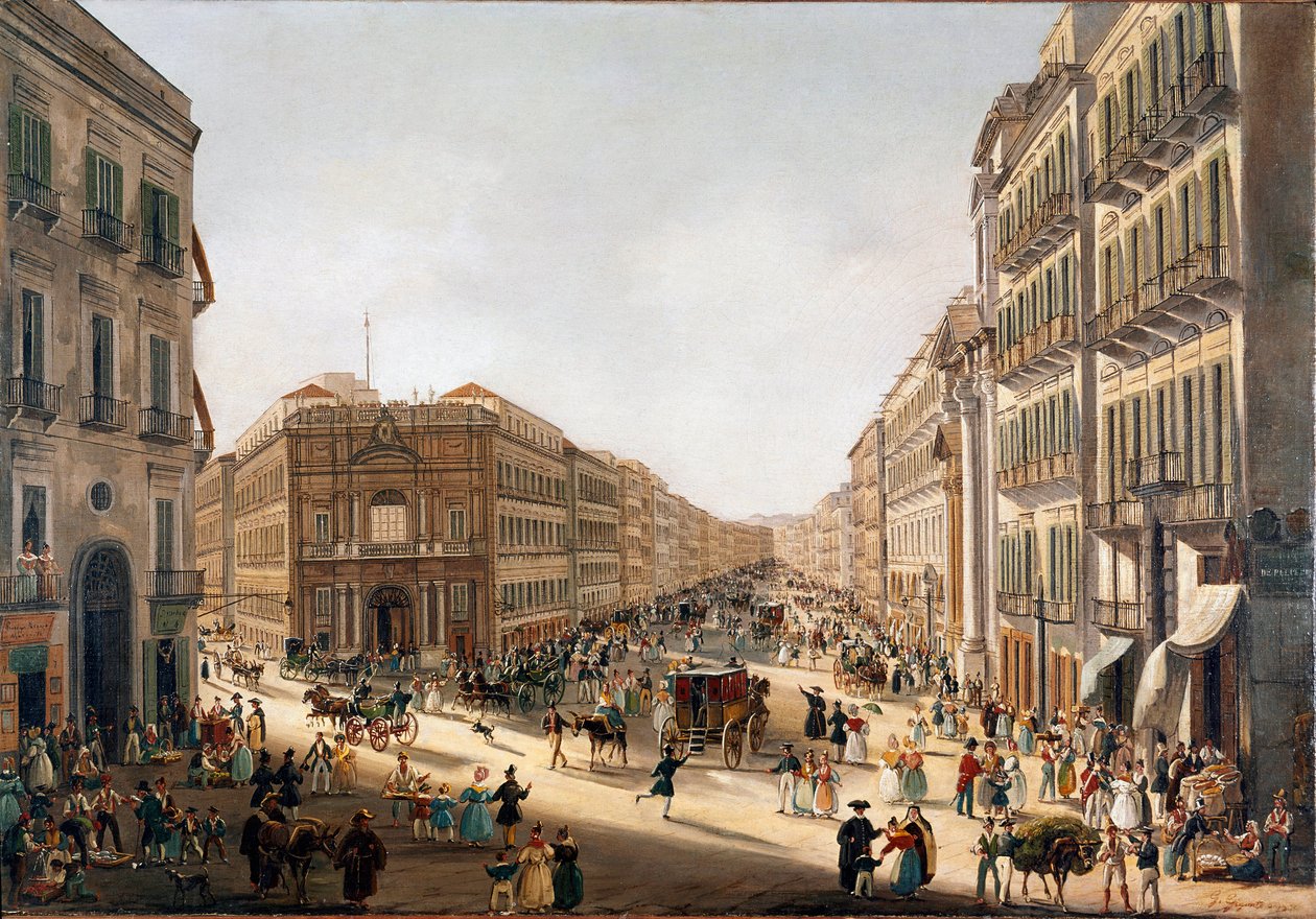 View of Toledo Street in Naples by Giacinto Gigante