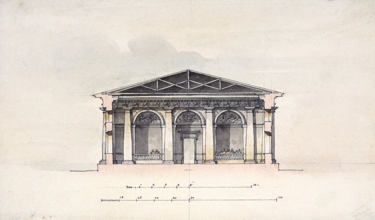 Cross-Section View of the Riding Stables at Tsarskoye Selo, 1792 by Giacomo Antonio Domenico Quarenghi