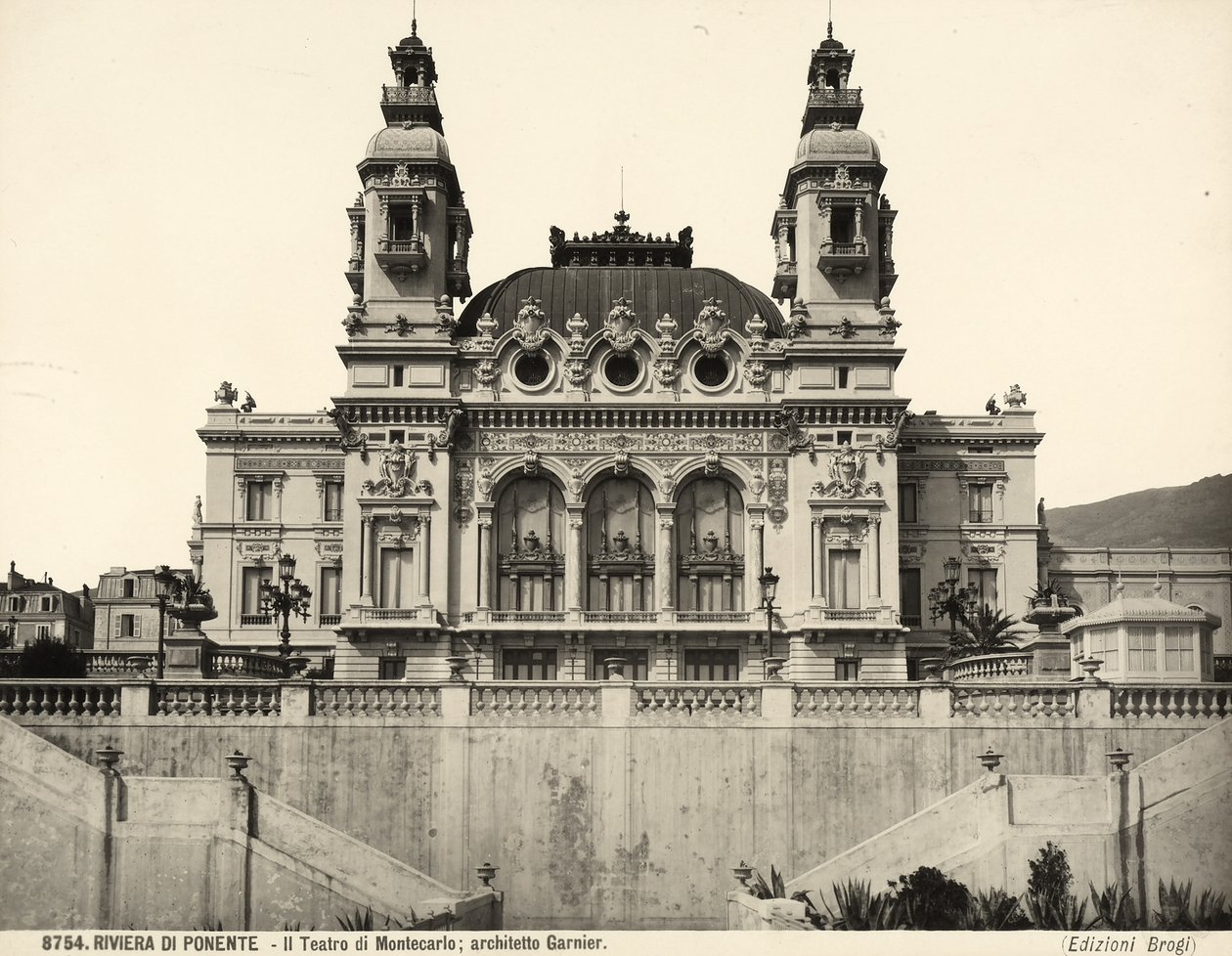 View of the Facade of the Montecarlo Theater, Designed by Charles Garnier, Monaco by Giacomo Brogi