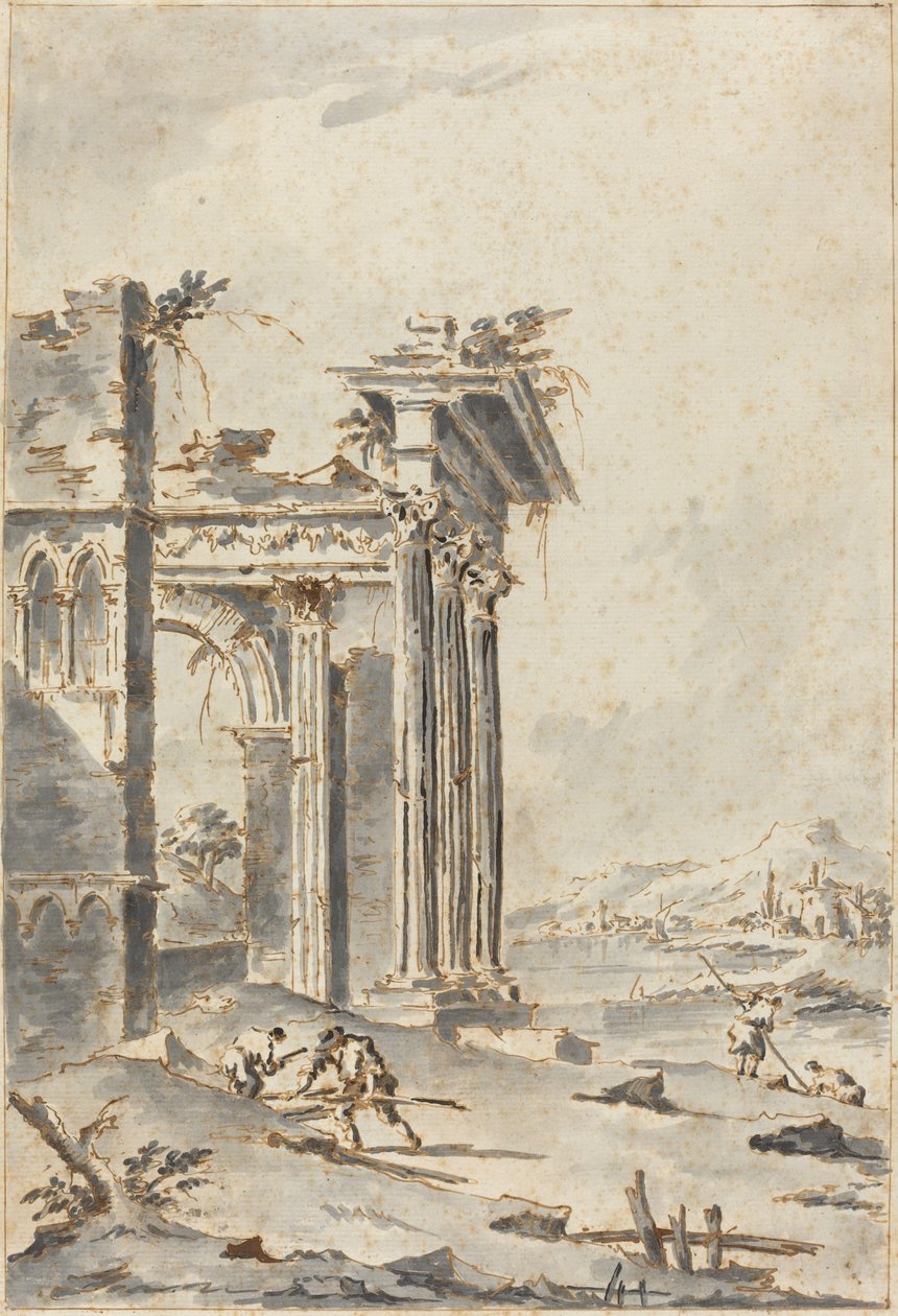 Capriccio of Classical Ruins on a Shore by Giacomo Guardi