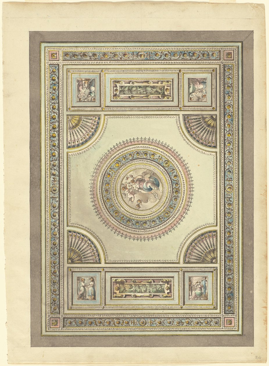 An Ornate Ceiling with an Allegory of Spring by Giacomo Quarenghi