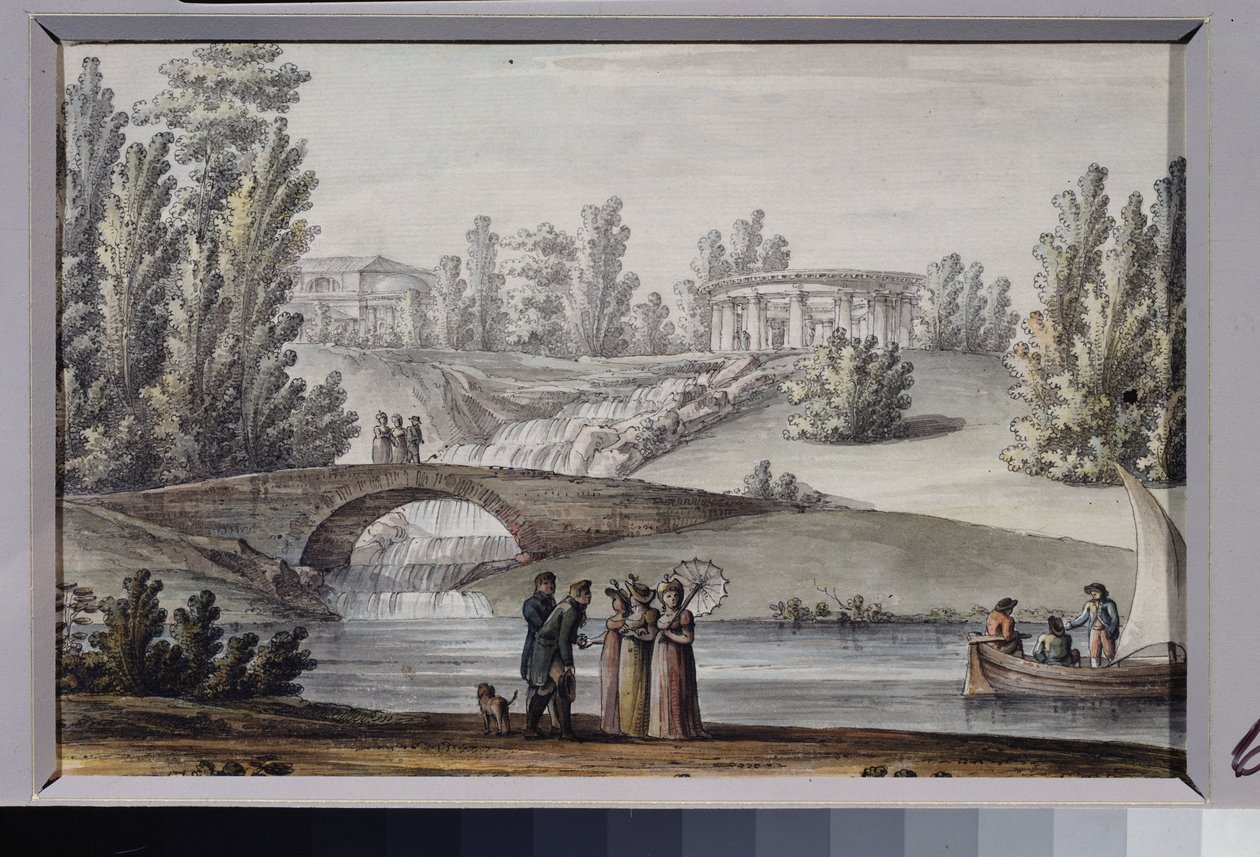 The Temple of Apollo and the Cascade in Pavlovsk Park by Giacomo Quarenghi