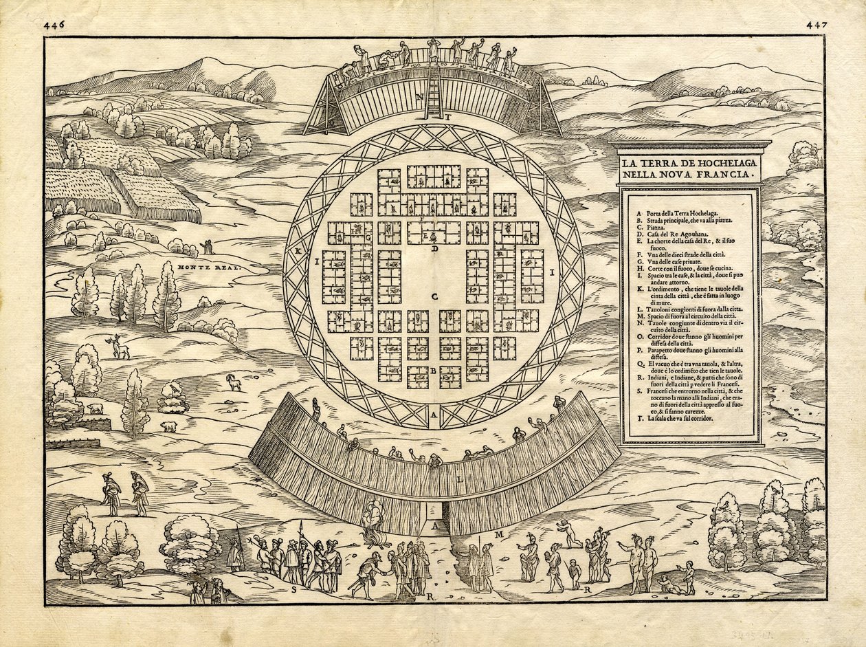 The Land of Hochelaga in New France by Giacomo & Ramusio Giovanni Battista (1485-1557) Gastaldi