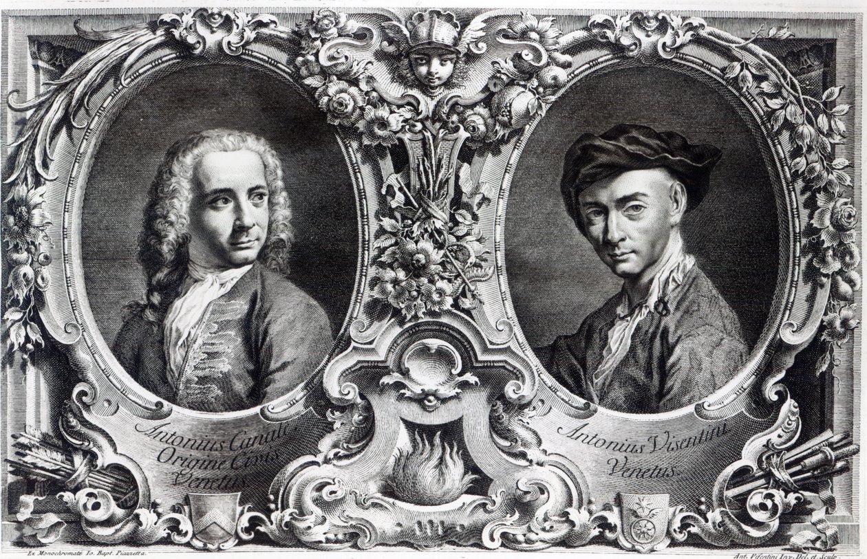 Canaletto and Antonio Visentini, engraved by Visentini by Giambattista Piazzetta