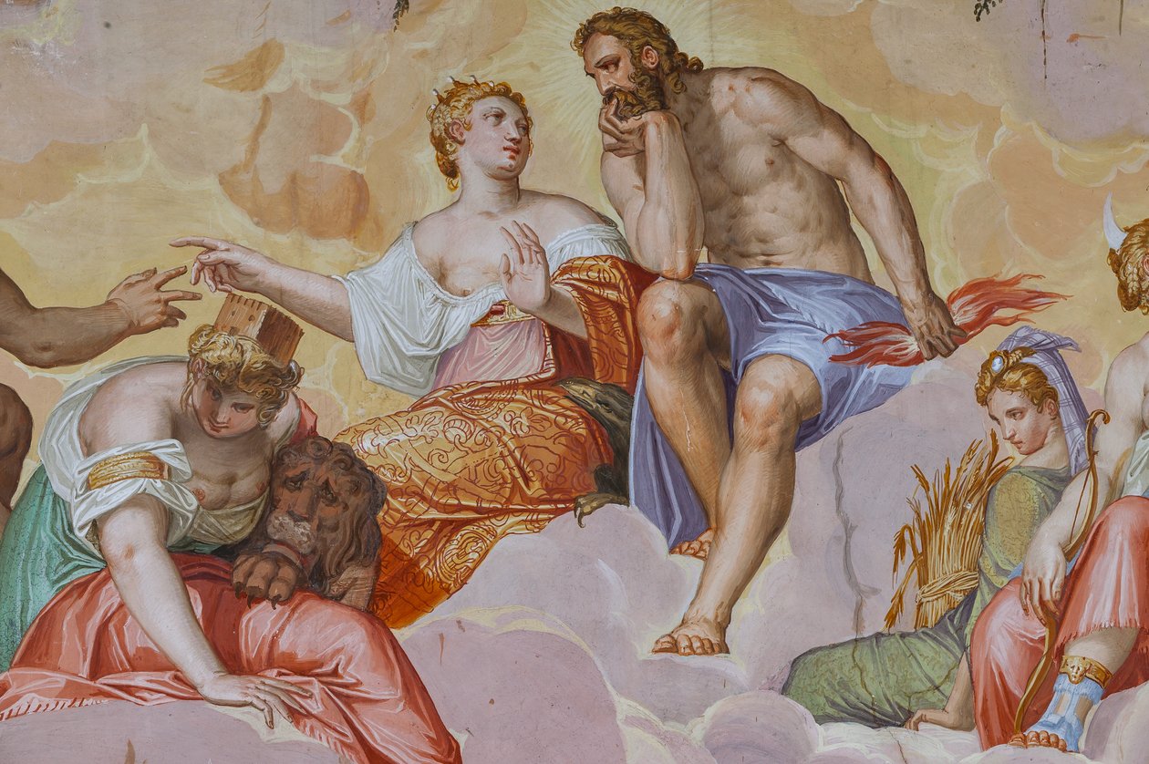 Juno, Jupiter, Cybele Lying on Clouds, (detail) by Giambattista Zelotti