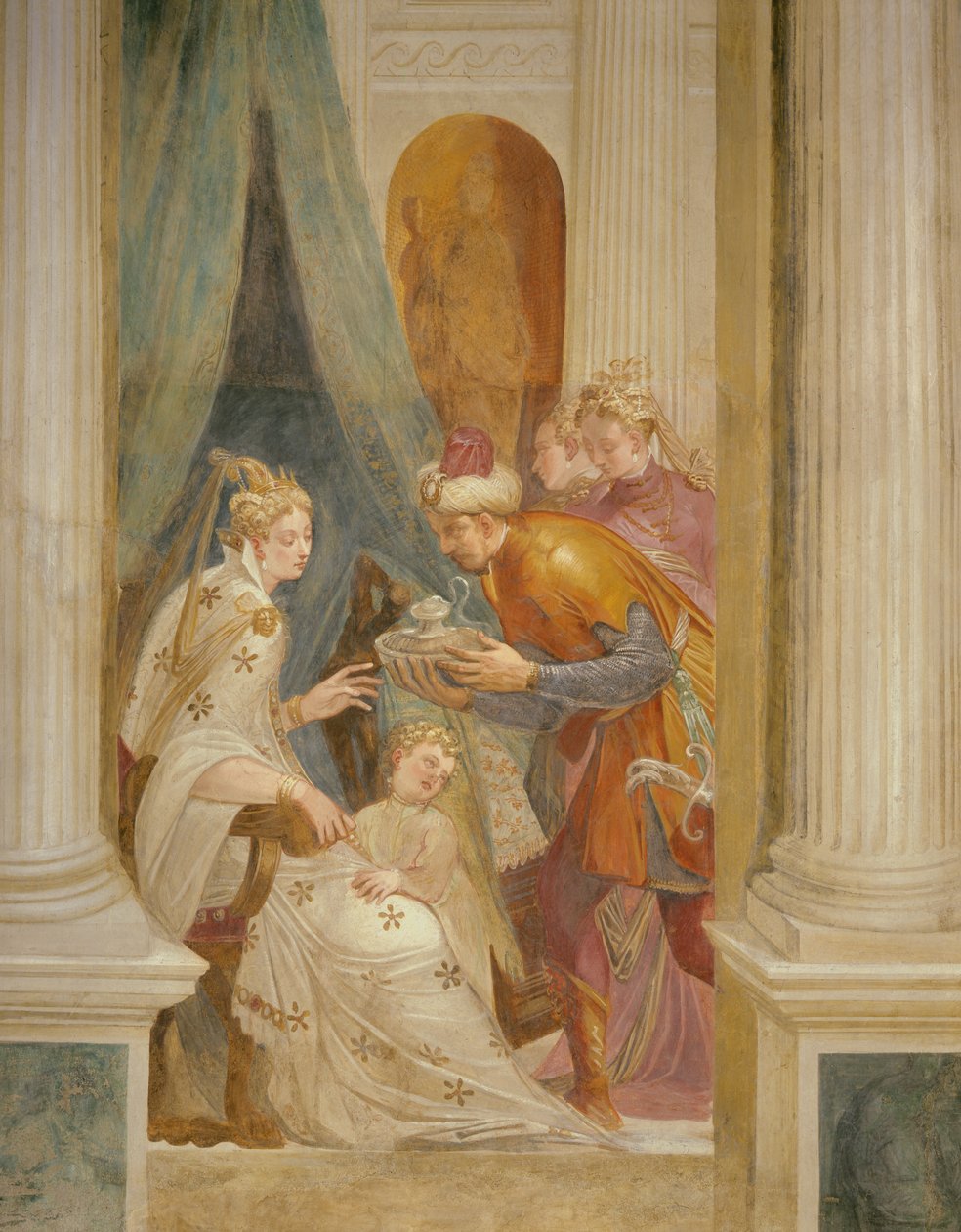 Right Hand Wall Depicting Sophonisba with Her Child Receiving the Next Pot of Poison by Giambattista (1526 78) Zelotti