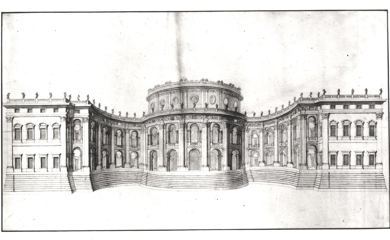 First project for the Louvre, elevation of the east facade, from 