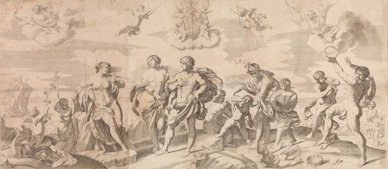 Bacchus with His Companions Discovering Ariadne on the Island of Naxos, after Reni by Gian Battista Bolognini