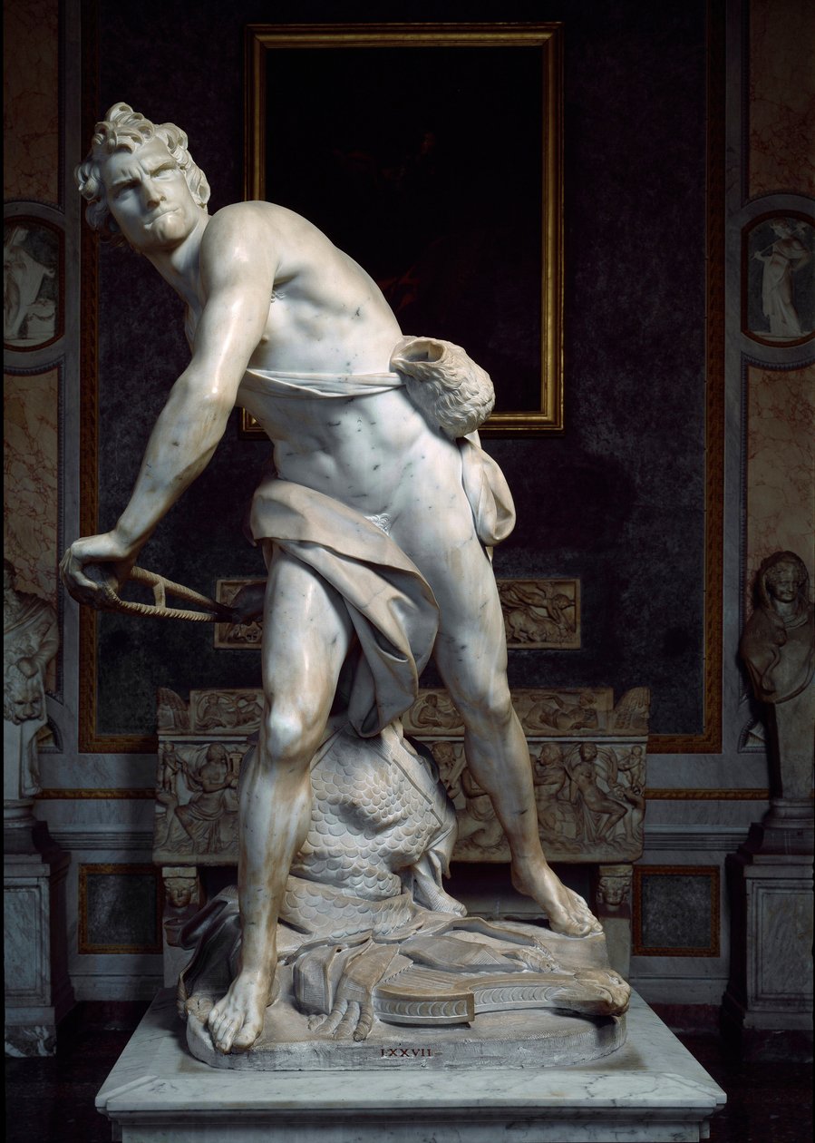 David throwing the Stone of the Sling Baroque sculpture by Gian Lorenzo Bernini by Gian Lorenzo Bernini