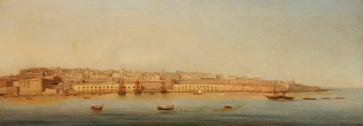 Grand Harbour, Valletta, 1869 by Giancinto Gianni