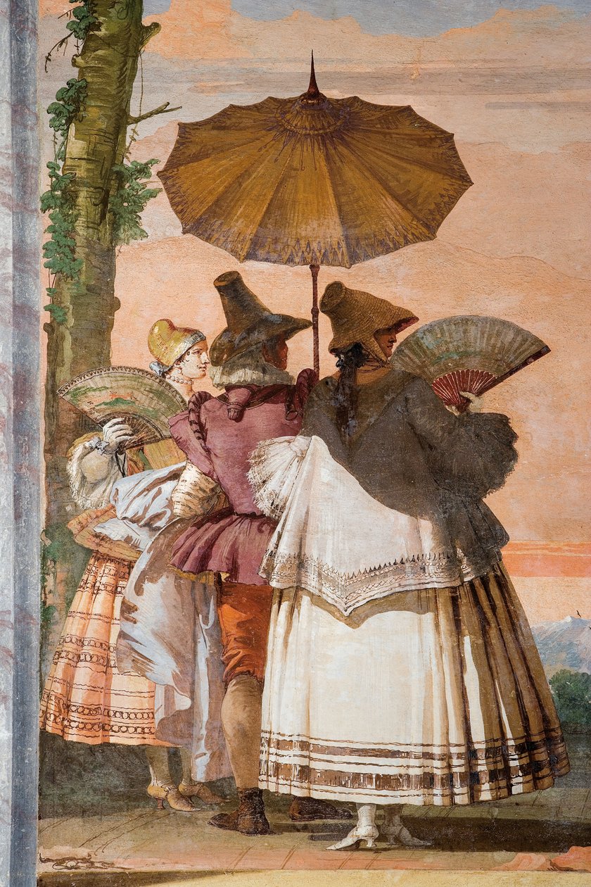 The Summer Walk (detail), from the Room of the Gothic Pavilion, in the Foresteria by Giovanni Domenico Tiepolo