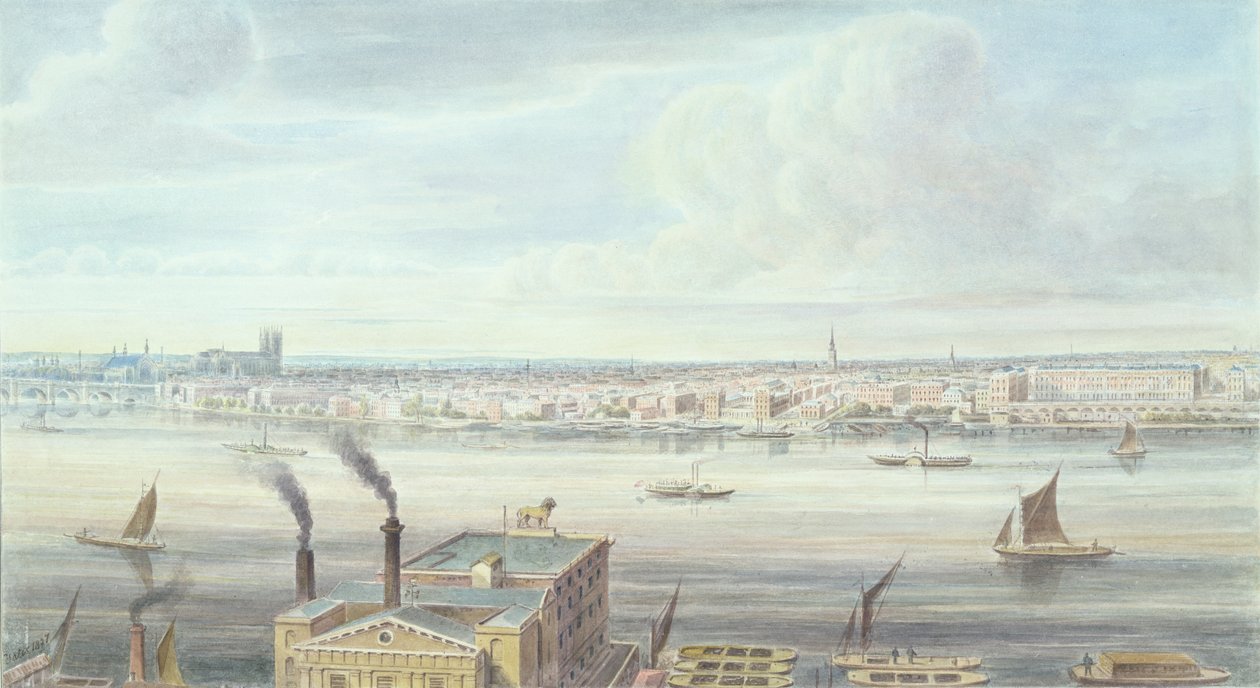 A Fine View of London from Westminster Bridge to the Adelphi, 1837 by Gideon Yates