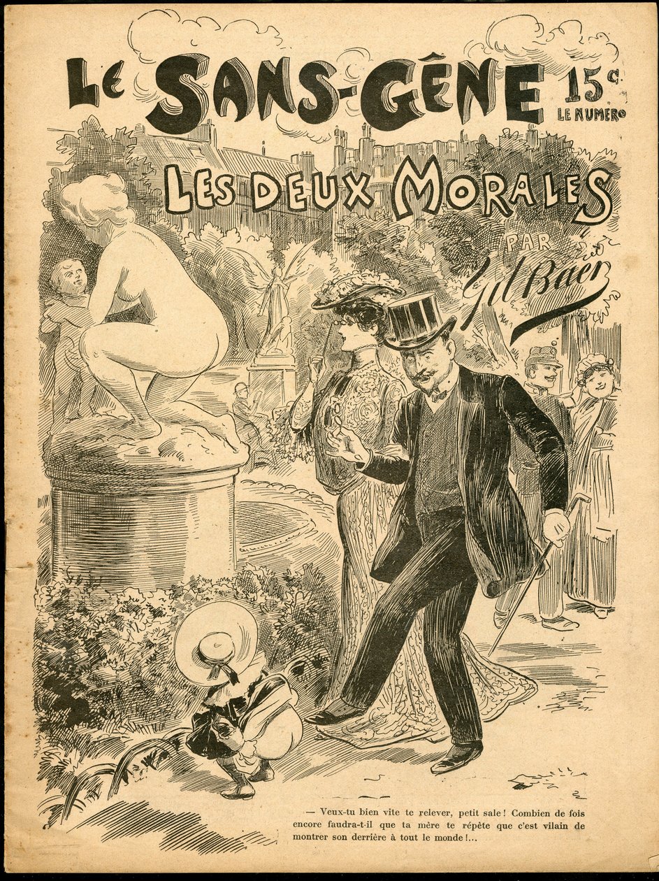 The Sans Gene - Illustration by Gil Baer (1859-1931): Art, Sculpture Statue, Childhood, Public Garden, Nudity by Gil (1859 1931) Baer