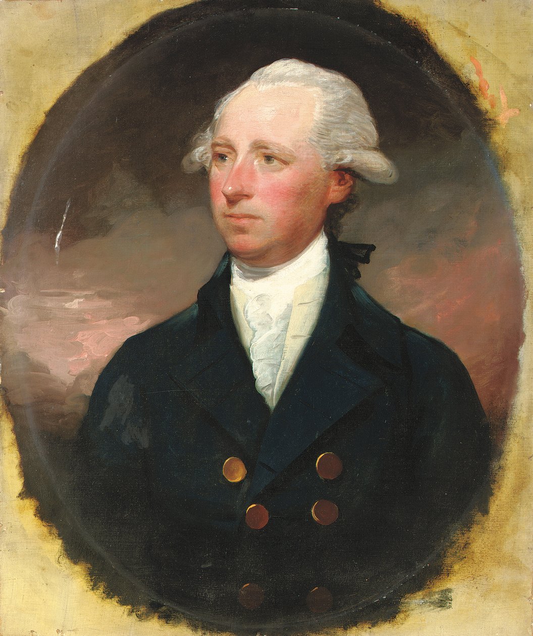 Portrait of Sir Thomas George Skipwith, Half-Length, in a Blue Coat, Feigned Oval by Gilbert Stuart