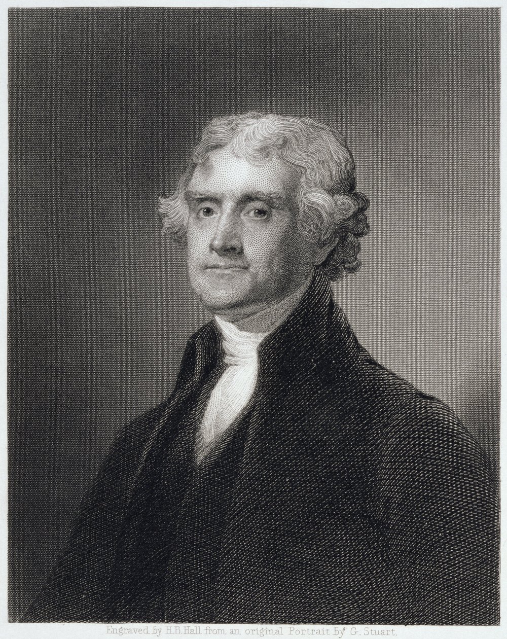 Portrait of Thomas Jefferson, engraved by Henry Bryan Hall by Gilbert Stuart