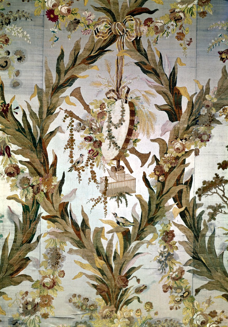 Mural silk of the Empress Bedroom, 1787 (detail) by Gilles Gaudin