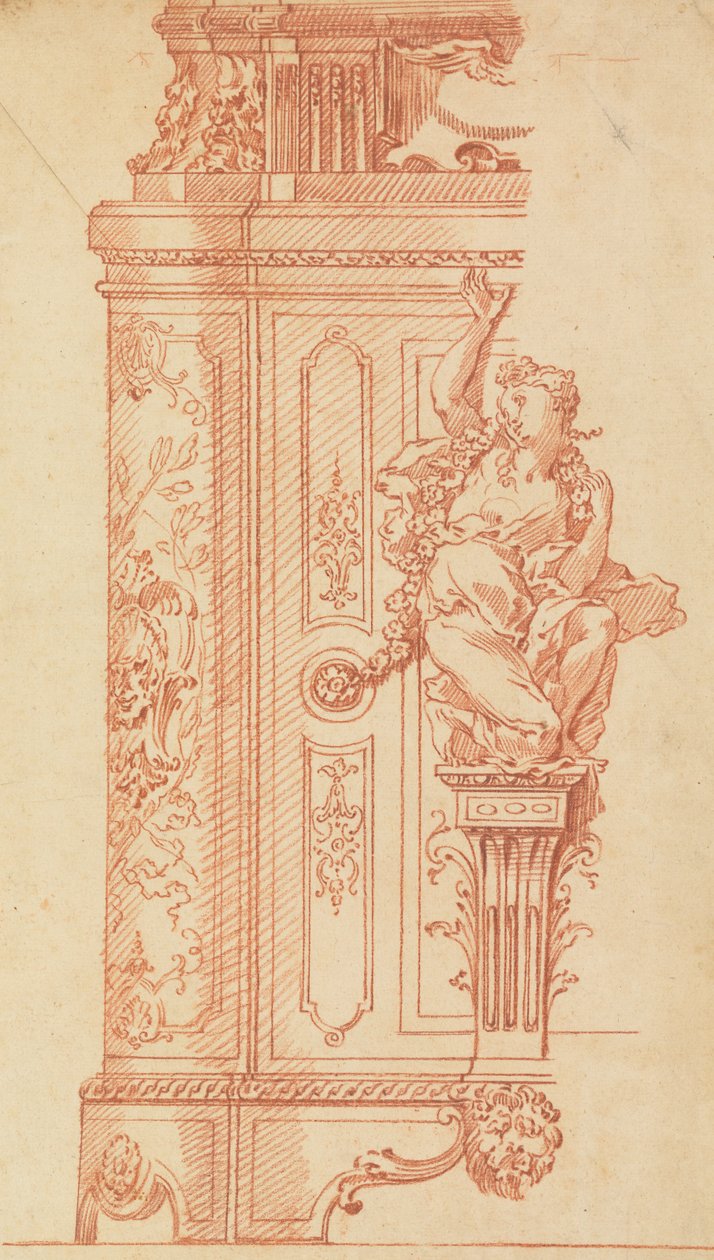 Furniture Design- Elevation of a Pedestal or Case by Gilles Marie Oppenord