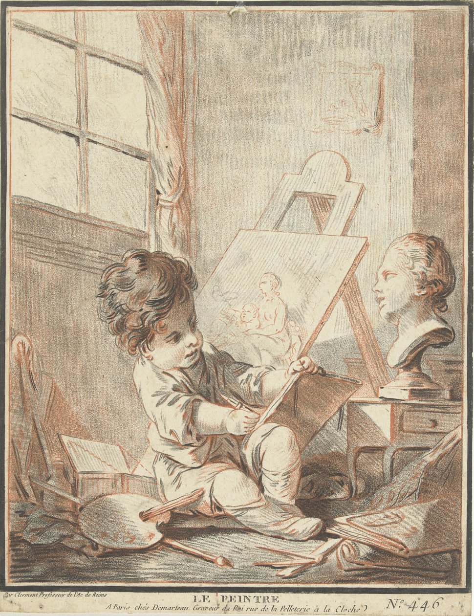 Child as Painter in Studio by Gilles Demarteau