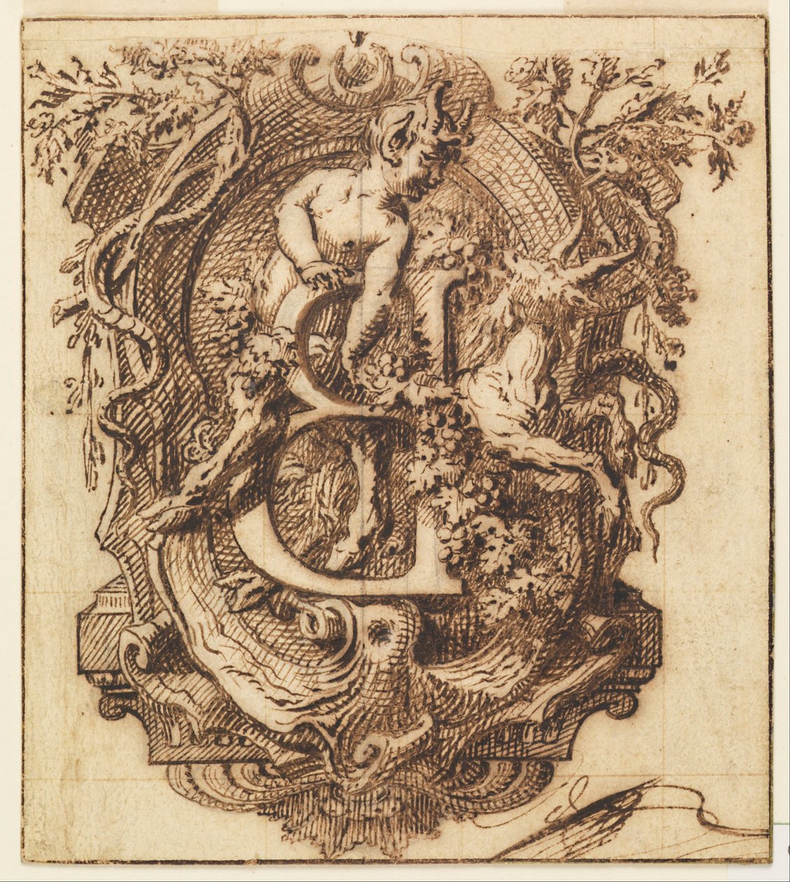 Ornamental Design for the Letter B by Gilles Marie Oppenord