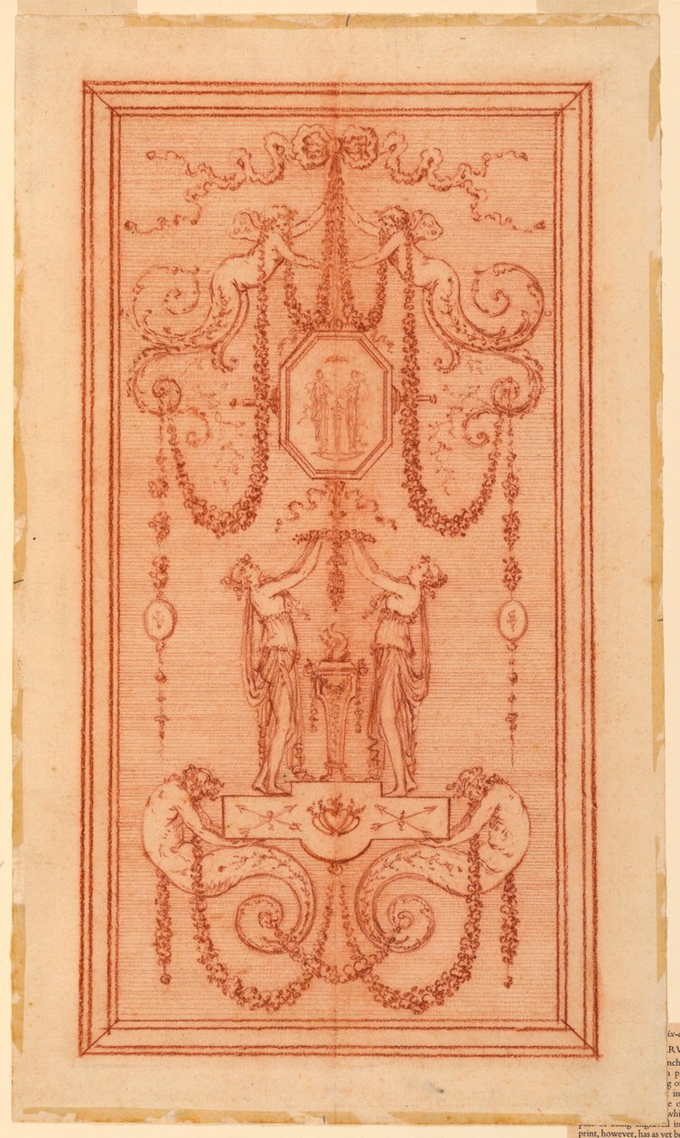 Design for a Decorative Panel (with Nymphs and Garlands) by Gilles Paul Cauvet