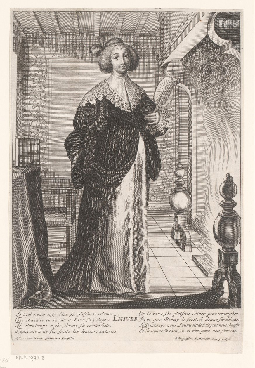 Lady in Interior by Fireplace (Winter) by Gilles Rousselet