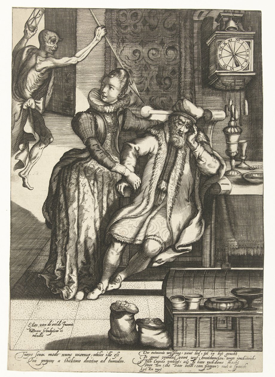 Young Woman with Old Man Threatened by Death by Gillis van Breen