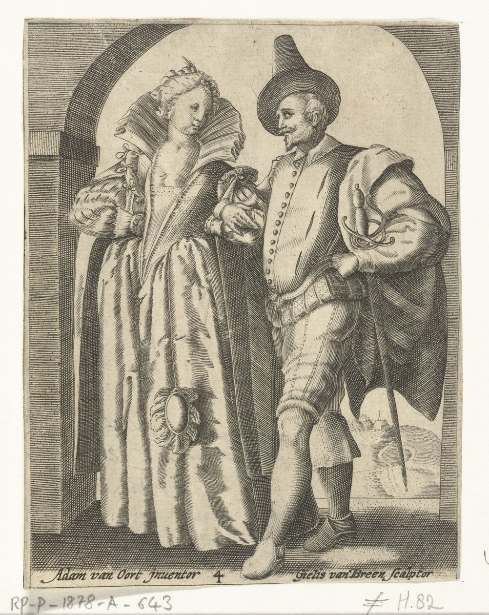 Man and Woman Dressed in the Fashion of 1590-1600 by Gillis van Breen