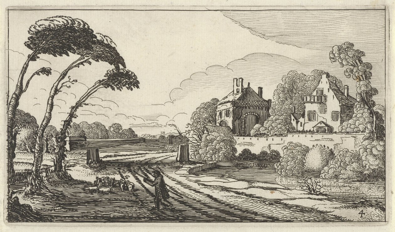Shepherd in a Landscape (Twelve Landscapes with Figures) by Gillis van Scheyndel (I)