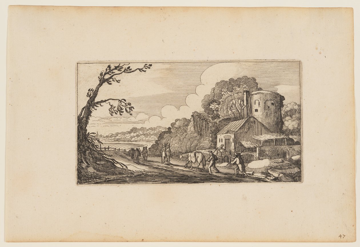 Path to Left of a Farm Dominated by a Round Tower, from Twelve landscapes with Figures by Gillis van Scheyndel