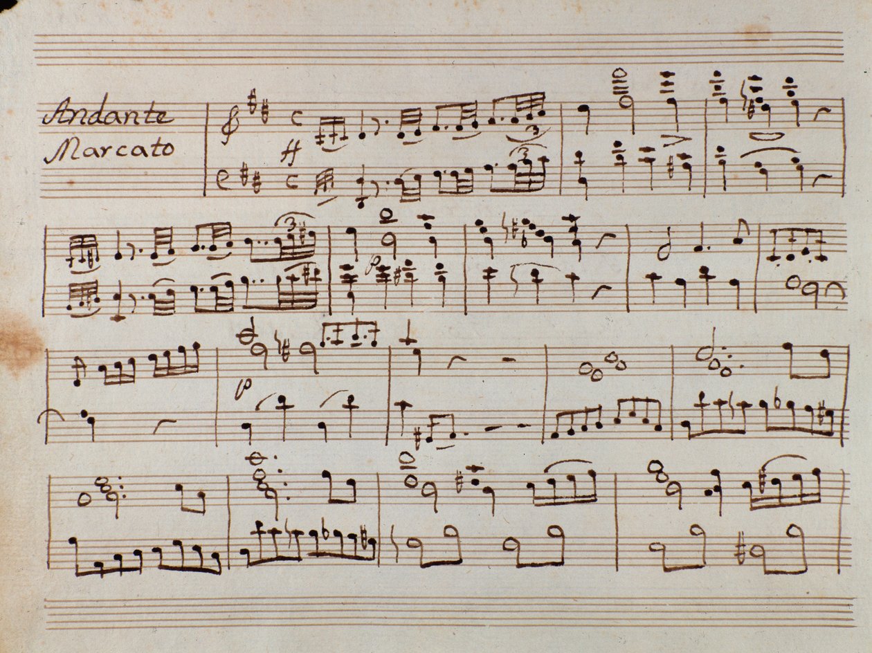 First Page of Sheet Music for the Reduced Symphony for the Piano of Tancredi, Opera by Gioacchino Rossini by Gioachino Rossini