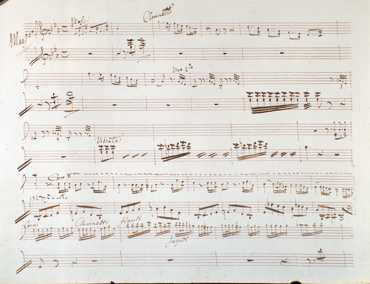 Page of musical score of violin for symphony in Cinderella, or Goodness Triumphant by Gioacchino Rossini by Gioachino Rossini