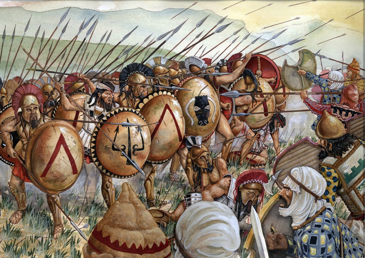 Battle of Thermopylae: Spartan army led by Leonidas I against the Persians, 480 BC. by Giorgio Albertini